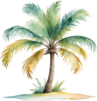 ai gerado Palma árvore em a ilha ícone, uma fechar-se pintura do uma Palma árvore em a ilha. png