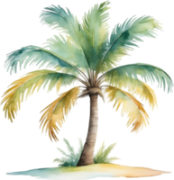 ai gegenereerd palm boom Aan een eiland icoon, een detailopname schilderij van een palm boom Aan een eiland. png