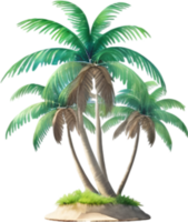 AI generated Palm Tree on an Island icon, a close-up painting of a Palm Tree on an Island. png