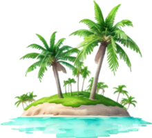 AI generated Palm Tree on an Island icon, a close-up painting of a Palm Tree on an Island. png