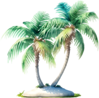 AI generated Palm Tree on an Island icon, a close-up painting of a Palm Tree on an Island. png