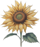 AI generated Sunflower icon, a close-up painting of a Sunflower. png