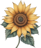 AI generated Sunflower icon, a close-up painting of a Sunflower. png