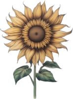 AI generated Sunflower icon, a close-up painting of a Sunflower. png