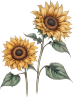 ai generiert Sonnenblume Symbol, ein Nahansicht Gemälde von ein Sonnenblume. png