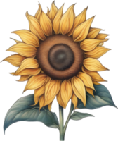 AI generated Sunflower icon, a close-up painting of a Sunflower. png