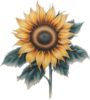 AI generated Sunflower icon, a close-up painting of a Sunflower. png