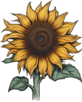 ai gegenereerd zonnebloem icoon, een detailopname schilderij van een zonnebloem. png