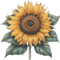 AI generated Sunflower icon, a close-up painting of a Sunflower. png