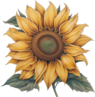 AI generated Sunflower icon, a close-up painting of a Sunflower. png