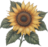 AI generated Sunflower icon, a close-up painting of a Sunflower. png