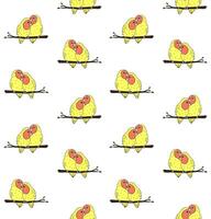 Vector seamless pattern of yellow lovebird parrot