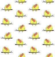 Vector seamless pattern of yellow lovebird parrot