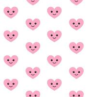 Vector seamless pattern of pink heart with face