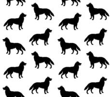 Vector seamless pattern of sketch husky
