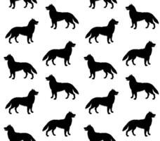 Vector seamless pattern of sketch husky