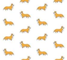 Vector seamless pattern of hand drawn corgi dog