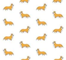 Vector seamless pattern of hand drawn corgi dog