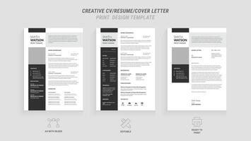 Multipurpose Clean Modern Resume, Cover Letter Design Template with Gray Header, Footer, Ideal for Business Job Applications, Minimalist CV Layout, Vector Graphic for Professional Resume, CV Design