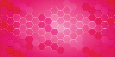 Pink Hexagonal background with golden light vector