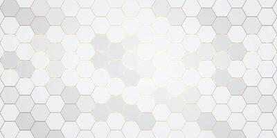 Black Hexagonal background with golden light vector