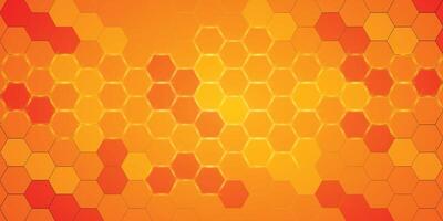 Orange Hexagonal background with golden light vector