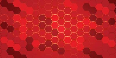 Red Hexagonal background with golden light vector