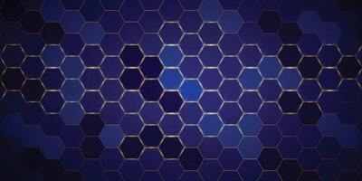 azul hexagonal antecedentes con dorado ligero vector