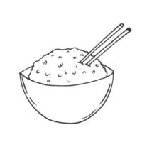 doodle rice bowl with hand drawn style vector isolated