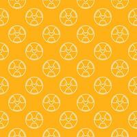 Heart with Radiation vector Radioactive yellow seamless pattern in outline style