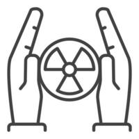 Radiation in Hands vector Radioactive icon or symbol in outline style