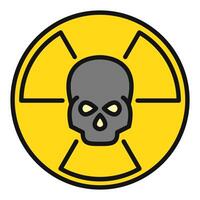Radiation symbol with Skull vector Radiation colored icon or design element