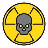 Radiation symbol with Skull vector Radiation colored icon or design element