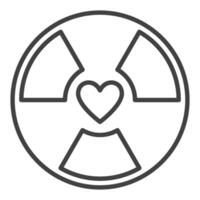 Heart with Radiation vector Radioactive icon or symbol in outline style