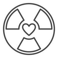 Heart with Radiation vector Radioactive icon or symbol in outline style