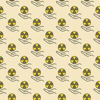 Radiation sign on Hand vector Radiology colored seamless pattern