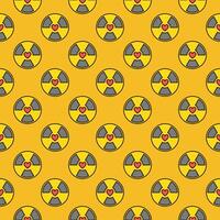 Radiation symbol with Heart vector Radioactive colored seamless pattern