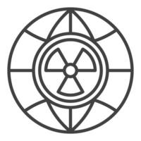 Radiation Earth Globe vector Radioactive icon or symbol in outline style