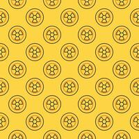 Radiation vector Radioactive Hazard yellow seamless pattern in thin line style