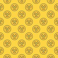 Radiation vector Radioactive Hazard yellow seamless pattern in thin line style