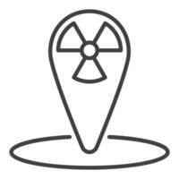 Radiation Geo Pin Mark vector Danger Zone thin line icon or symbol