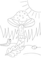 mushroom coloring page vector