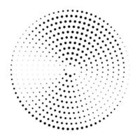 Black round dotted halftone gradient in a pop art comic style.  Circle dots texture isolated on white background. Spotted spray texture. vector