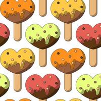 Seamless pattern with Ice Cream on stick shaped Heart vector