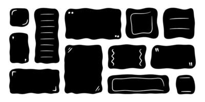 Hand drawn shapes and frames for social media. Black doodle abstract isolated text box. Speech bubble blobs for dialog vector