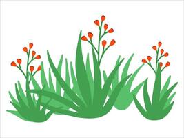 Bushes Grass with Flowers Illustration vector