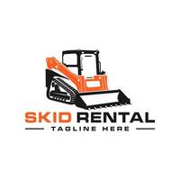 skid steer heavy equipment rental logo vector