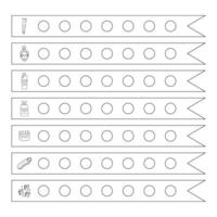 Black and white line beauty tracker of habits about skin care with cute hand drawn vector illustrations. Reminder of the right care sequence for beautiful face. Checklist for planners, notebooks.