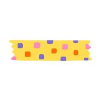 Cute cartoon washi tape stripe with hand drawn square pattern. Adhesive tape with squiggle colorful ornament. Aesthetic decorative scotch tape with ragged edges for scrapbook, planner, notebook vector