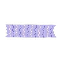 Cute clipart of washi tape stripe with vertical wavy line pattern. Adhesive tape with squiggle colorful ornament. Aesthetic decorative scotch tape with ragged edges for scrapbook, planner, notebook. vector